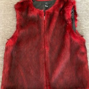 Faux red and black vest
